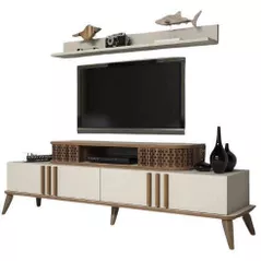 Comodă TV Trendy Eylul, Crema 168x51x39cm