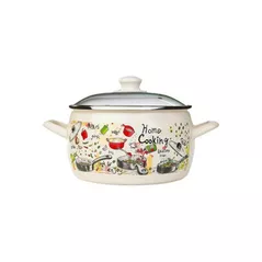 Cratiță Metalac 51723 эмалированная Gourmet 16cm, 2.4l, крышка стекло