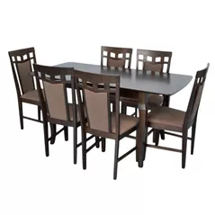 Комплект стол и стулья Evelin di Costacurta стол HV-29V Chocolate + 6 стульев Deepa R Chocolate/Ekea12 Dark Brown