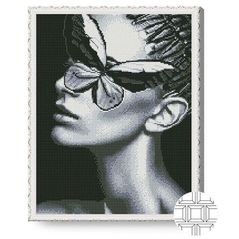 Картина по номерам Art Gallery QB206050 Mozaic cu diamante patrate 40x50cm Fluturele si profilul fetei