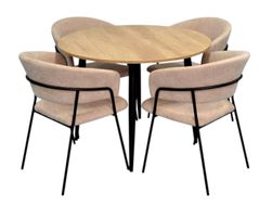 Set masă și scaune Evelin di Costacurta стол DT-402-2B + 4 стула YTC-097B Light beige