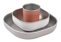 Seturi pentru hrănire bebelușilor Beaba B913584 Set de masa din otel inoxidabil 4 piese Terracotta