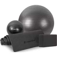 Echipament pentru yoga inSPORTline 13280 Set yoga black minge pilates/fitball/bloc/saltea (4 buc)
