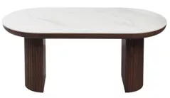 Стол Deco Botas 2000x900x760 White sintered stone + Wooden Leg