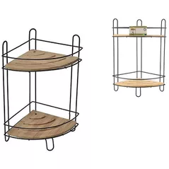 Полка для ванной Tendance 55741 Raft de colt 2 nivele 20x20x30cm, metal,bambus