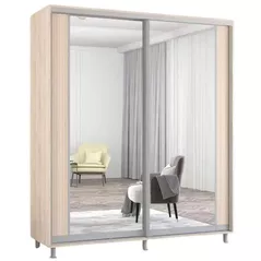 Dulap Mobildor-Lux Aron-P uși glisante din PAL cu oglindă vertical (200x60x230H cm) Sonoma