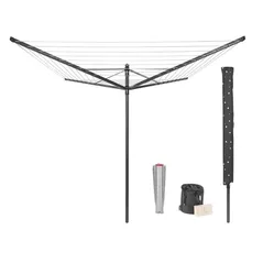 Uscător de rufe Brabantia 29 05 03 Lift-O-Matic 50m, Metal Soil Spear, Cover, Peg Bag and Pegs , Anthracite