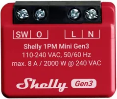 Выключатель электрический Shelly Mini 1PM Gen3 (3800235261590)