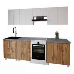 Mobilă pentru bucatarie Smartex (30028) K1 260cm Alb+Stejar inchis