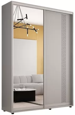Dulap Mobildor-Lux Compact uși glisante Oglindă + PAL cu ornament grecesc (160x45x200H cm) Grey