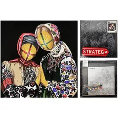 Картина по номерам Strateg 57237 Împreuna 40x40cm (fundal negru)