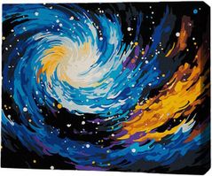 Tablou pe numere BrushMe RMGB015FC 30x40сm (pânză neagră/fără cutie) Dansul galaxiilor