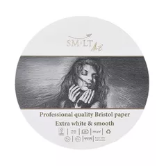 Set de creație miscellaneous Hârtie pentru schițe SMLT, rotundă, Bristol, albă, 16cm, 20file, extra netedă