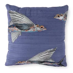 Lenjerie de pat Moooi 243591 Embr. Flying Coral Fish cush 45x45 Blue