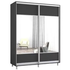 Dulap Mobildor-Lux Aron-S uși glisante din PAL cu oglindă orizontal (180x60x210H cm) Anthracite