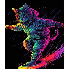 Картина по номерам Strateg 58066 Pisica pe un skateboard 30x40cm (fundal negru)