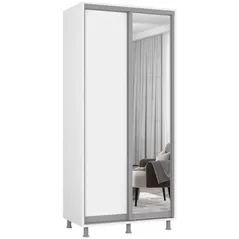 Шкаф Mobildor-Lux Арон с раздвижными дверцами из зеркала и ДСП (110x60x220H см) Brilliant White