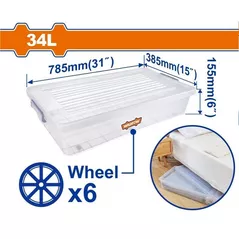 Cutie depozitare Wadfow WTB2434 Container plastic cu roti 34L