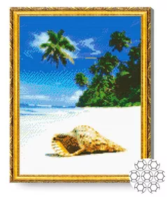 Tablou pe numere Art Gallery GA82845 Mozaic cu diamante 40x50cm Scoica pe nisip alb