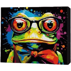 Картина по номерам BrushMe RMGB005FC 30x40сm (pânză neagră/fără cutie) Broscuță stilată