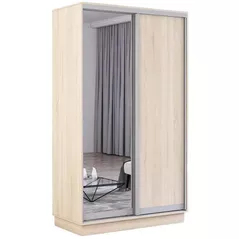 Dulap Mobildor-Lux Fox uși glisante din oglindă și PAL (100x60x210H cm) Sonoma