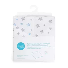 Аксессуар для пеленания Ceba Baby W-847-626-603 Huse pentru saltea de infasat moale Gray Stars/Blue Stars, 70x50cm