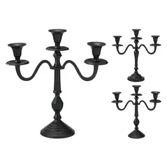 Свеча Promstore 32391 Sfesnic metalic pentru 3 lumanari 30cm, negru