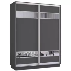 Dulap Mobildor-Lux Fox uși glisante din PAL cu elemente din oglindă (200x60x220H cm) Anthracite