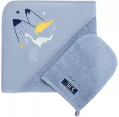 Accesoriu pentru baie Premaman PBRIQO-BLM-UNQ Prosop de baie cu gluga si manusa Dino