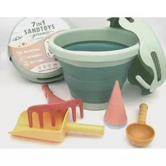 Игрушка для песочницы CompacToys 99700401 ECO Beach bucket with sandbox toys, green