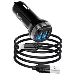 Зарядное устройство для автомобиля Hoco Z40, Black (2xUSB with USB Micro Cable)