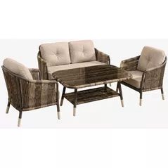 Mobilier pentru grădină SunYard Set Imge Double, 363 cafeniu-gri, metal antratit (perne gri)