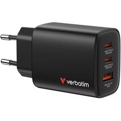 Зарядное устройство сетевое Verbatim VER_32352 Essentials GaN Charger 65W, 3 Ports, Black