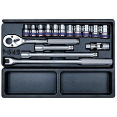 Набор ручных инструментов King Tony 9-4516MR набор 1/2" головок 6 гран. 8-24мм принадл. 16 пр.