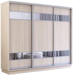 Dulap Mobildor-Lux Fox uși glisante din PAL cu elemente din oglindă (250x60x210H cm) Sonoma