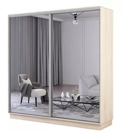 Dulap Mobildor-Lux Fox uși glisante din oglinzi (220x60x200H cm) Sonoma