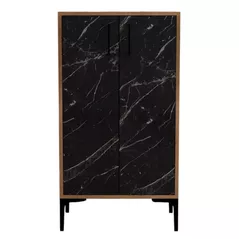 Raft pentru încălțăminte Trendy Prag, Nuc, Marmura Neagra 60x111x35cm