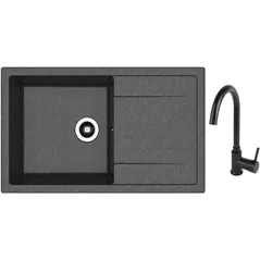 Chiuvetă bucătărie cu bateria Dr.Gans Techno 860 + SanDonna F 7073 negru