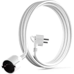 Удлинитель электрический Hama 223241 Extension Cable With Earthed Contact, Flat Plug, For Indoors, 2 M, White