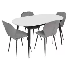Комплект стол и стулья Evelin di Costacurta стол DT-533R B + 4 стула YTC-064B Blu-14 (Dark grey)