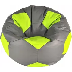 Кресло-мешок BeanBag BM6019, Mяч из экокожи Ares, L, серый с зеленым