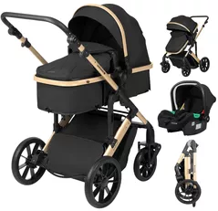 Детская коляска Kikka Boo Darling Black 2024, transformabil 3in1 (3800171209694)