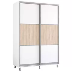Dulap Mobildor-Lux Aron-P 1.0m-1.8m uși glisante din PAL orizontal (140x60x230H cm) Alb Brilliant