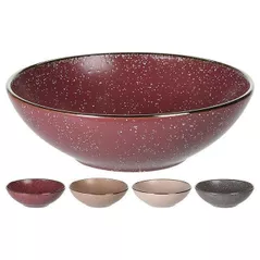 Тарелка Promstore 45807 Тарелка глубокая 18cm Metallic Rim Red, керамика