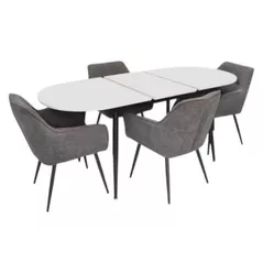Комплект стол и стулья Evelin di Costacurta стол DT-533R B + 4 стула YTC-090B UF885-15 (Dark grey)