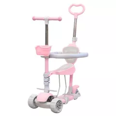 Trotinetă New World 0077p-1 Trotineta pt copii 5in1 (protectie,suport), roz, 147602