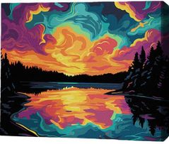 Tablou pe numere BrushMe RMGB025FC 30x40сm (pânză neagră/fără cutie) Simfonia apusului