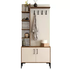 Mobilă pentru antreu Trendy Viyana D, Nuc, Smantana, 90x200x35cm (GTR001345)