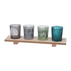 Lumânare Holland 44617 Подсвечники стеклянные 4шт, подставка дерево на ножках