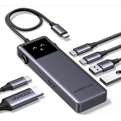 Adaptor de rețea USB Ugreen 35998 6 in 1 USB-C To 4K@60Hz HDMI+2xUSB-A 3.2+2xType-C+1xType-C 10 Gbps Series Uno, Grey